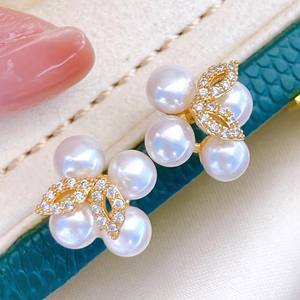 Boucles d'oreilles à clous en perles d'eau douce naturelles de 5 à 6 mm, célèbres sur Internet, plaquées or 14 carats, même design de bijoux que l'original - Product Image 2