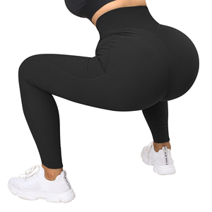 Leggings noirs taille haute pleine longueur avec poches, extensibles, respirants, sportifs, pour femmes, pantalons de sport pour femmes - Product Image 5