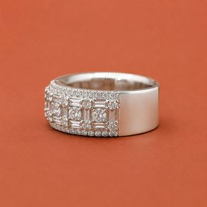 Moissanite Eternity 925 <b>Sterling</b> <b>Silver</b> Band Luxury Fine Jewelry Engagement Style <b>Ring</b> <b>Mens</b> - Product Image 3