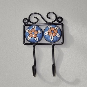 <b>Beads</b> Art Rustic Ceramic Tile Wall Mounted Coat Hooks [CIH 181] From Uttar Pradesh - Product Image 3