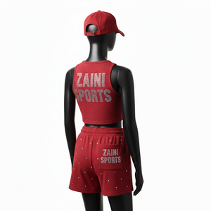 Ensemble court pour femmes, tissu en coton mélangé de qualité supérieure, 300 GSM, toucher doux, couleur unie, logo personnalisé, ensembles pour femmes - Product Image 5