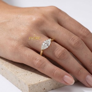 18K Gold Marquise Cut Lab Grown Diamond Engagement <b>Ring</b> <b>Solitaire</b> Wedding <b>Ring</b> Women Fine Jewelry Custom Diamond <b>Ring</b> - Product Image 5