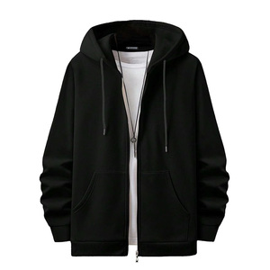Hot sale good quality Customizable oversized unisex full face <b>zip</b> hoodies blank cotton casual full zipup hoodie - Product Image 1