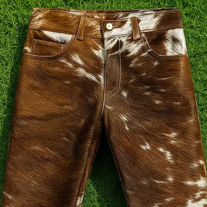 Pantalon de moto en cuir véritable pour homme, coupe ample, construction robuste en cuir de vachette, sur mesure, vêtements en cuir - Product Image 4