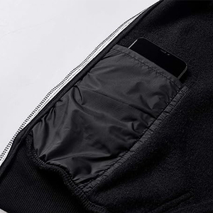Sudadera con capucha y cremallera para hombre, color negro, manga raglán, color sólido, informal, corte regular, ropa de otoño - Product Image 4