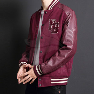 เสื้อแจ็คเก็ตหนังผู้ชายแบบ Letterman Varsity - Product Image 5