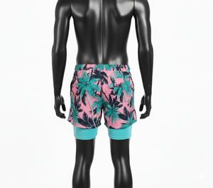 Custom Heat-<b>Transfer</b> Printed Men's Satin 100% Polyester Beach Shorts 2 1 Swimming Shorts Compression Leggings Liner Trendy Quick - Product Image 2