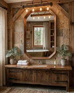 Luxury Capsule Solid Wood Frame <b>Wall</b> <b>Mirror</b> Modern Bathroom Vanity Accent <b>Mirror</b> Decorative Beveled Cut Corner Hanging <b>Mirror</b> HD - Product Image 6
