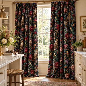 Cortinas Opacas con Diseño de Búho Coronado y Flores, Cortinas Modernas de Color Verde Oscuro para Ventanas, con Alto Nivel de Sombreado, a Prueba de Polvo, para Todas las Estaciones, para Sala de Estar - Product Image 2