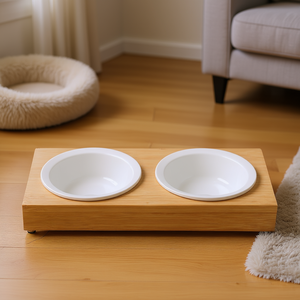 Ensemble de mangeoires pour animaux de compagnie en céramique et bambou, 2 bols de 0,25 L chacun, diamètre 12 cm, pour chats et chiens - Product Image 3