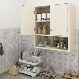 Mobiletto da Parete Beige Scanalato 21.5"x7.5"x24" per Sopra il WC con 2 Ante, Ripiano Aperto e Ripiano Regolabile a 3 Posizioni - Product Image 6