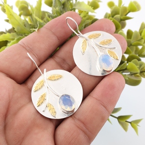 Classy And Trendy 925 Sterling Silver Plated Milky <b>Opal</b> Gemstone <b>Earring</b> Jewellery Gift For Women And Girls Wear On Occasions - Product Image 2