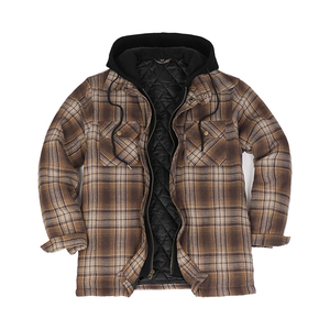 Sweat à capuche en flanelle épaisse et chaude pour homme, doublé polaire à carreaux, avec fermeture éclair, idéal pour l'hiver, personnalisable avec logo - Product Image 1