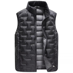 Gilet matelassé léger pour homme avec logo personnalisé, sans manches, chaud pour l'hiver, avec capuche, brillant, vente en gros - Product Image 1
