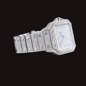 Mens Luxury Stainless Steel <b>Watch</b> with Lab Grown VVS Clarity Baguette Diamond Fully <b>Iced</b> <b>Out</b> for Daily Use Upscale Parties - Product Image 2