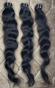 Producto Genuino de la Mejor Calidad, Extensiones de Cabello Humano Indio con Cutículas Alineadas, Ondulado, Doble Trama, Color Negro Natural, Venta al Por Mayor - Product Image 3