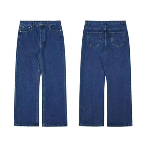 Jeans en denim indigo pour homme, coupe large, coupe bootcut, délavé, style vintage streetwear, fabricant OEM ODM - Product Image 1