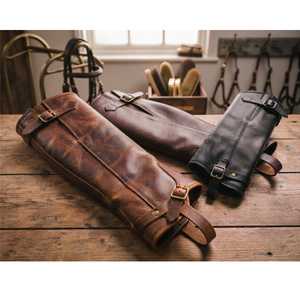 Custom Cowhide Leather Half Chaps Premium Equestrian Horse Riding Gaiters Durable Unisex <b>Boot</b> <b>Cover</b> Chaps LHC-0018 - Product Image 1