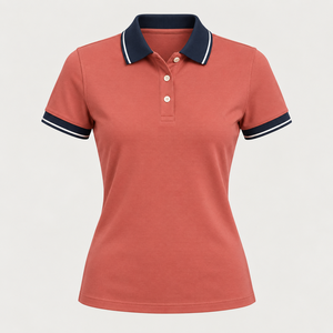 Polo de Mujer Color Coral, Manga Corta, Color Sólido, Tejido Piqué, Estilo Casual, 100% Algodón, Corte Regular - Product Image 4