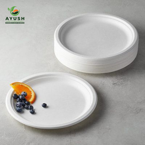 Platos de bagazo compostables y sin residuos, hechos de pulpa de caña de azúcar para restaurantes y puestos de comida y aperitivos. - Product Image 3