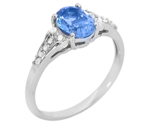 Bague en argent sterling 925 plaqué rhodium avec pierre bleue de qualité supérieure pour cadeau d'anniversaire - Product Image 1