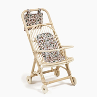 Nouveautés poupée landau wagon prix le moins cher enfants semblant jouets fabriqués à la main rotin chariot landaus bébé jouet poussette pour poupées