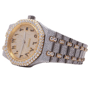Montres de luxe Bling Hip Hop entièrement serties de diamants, cadran argenté ou doré, montres à quartz, montres pour hommes, montre en moissanite - Product Image 3