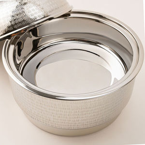 Plat à riz rond en métal martelé le plus vendu avec couvercle, design minimaliste, finition polie, motif uni, vaisselle et assiettes Chefers - Product Image 3