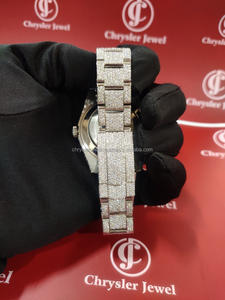 Montre de luxe en acier inoxydable pour hommes et femmes de haute qualité faite à la main VVS Moissanite diamant glacé mouvement automatique verre tendance - Product Image 5