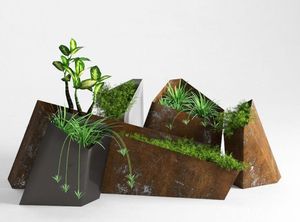 Maceta de Hierro Rústica para Plantas, Diseño Geométrico Irregular, Decoración de Plantas Verdes para Interiores, Estilo Minimalista para el Hogar - Product Image 2