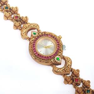 Raavi Antique Designer Brass Watch Bracelet - Product Image 4