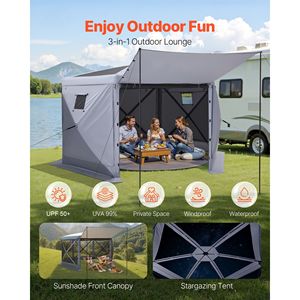 "6 Sided <b>Large</b> 12x12ft Sun Shelter Gazebo <b>Tent</b> with Removable Top & Carry Bag for Camping" - Product Image 3