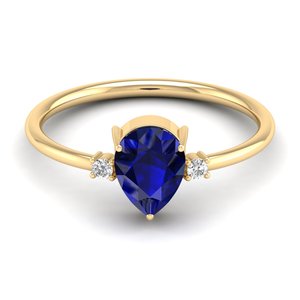 Anillos de Zafiro Azul de 1 Quilate con Corte Pera en Oro Rosa de 14K, Diseño de Lujo REYES, para Mujer, con Certificado GRA, Joyería de Regalo con Moissanita - Product Image 6