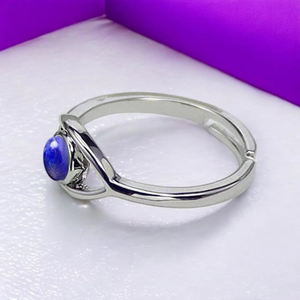 Magnifique Bague Ajustable Œil Turc en Lapis Lazuli, Argent Sterling 925, Pierre Précieuse Ronde de 6mm, Style Bohème, Pierre de Naissance, Bijou de Fiançailles - Product Image 2