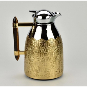Superbe gourde isotherme en acier inoxydable avec motif floral et poignée en bois, idéale pour la cuisine et la table. - Product Image 5