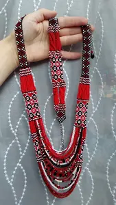 สร้อยคอลูกปัดดอกไม้บลูฟอร์เก็ตเมนอตสุดฮิต, สร้อยคอลูกปัดแบบถัก, สร้อยคอลูกปัดสไตล์โบโฮ, เครื่องประดับสไตล์ชาติพันธุ์, สร้อยคอลูกปัดดอกไม้ - Product Image 3