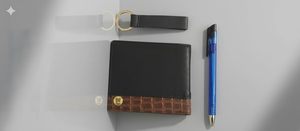 WRIZA Coffret cadeau ouvert en cuir véritable premium avec blocage RFID pour hommes |   Portefeuille, stylo, porte-clés, texture croco, coffret combo |   Anniversaire - Product Image 3