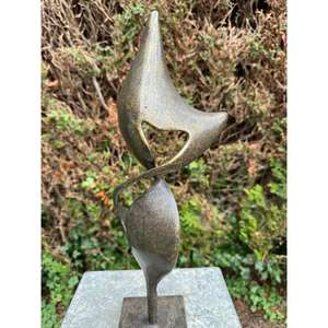 Escultura Abstracta de Pilar de Bronce con Base, Artículos de Jardín, Artesanía en Metal - Product Image 1