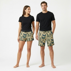 Shorts de bain imprimés pour hommes, taille mi-haute, cordon de serrage, séchage rapide, impression par sublimation, vêtements de plage en polyester - Product Image 2