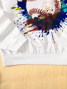 Sweat-shirt à capuche blanc pour homme, imprimé baseball, sublimation, coton, décontracté, printemps, coupe classique, tricoté, respirant - Product Image 2