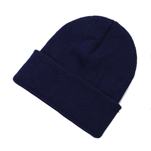 Harry Johnson Unisex <b>Navy</b> Blue Solid Color Beanie <b>Hat</b> 100% Acrylic Computer Knitted Winter Casual Cuffed Design for Adults - Product Image 1