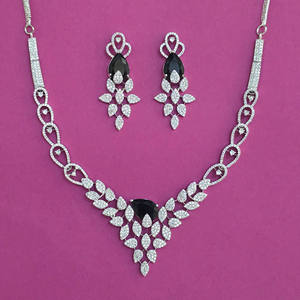 Fashion Jewellery Wholesalers in India Zircon Classic Women's Necklace with <b>Rope</b> <b>Chain</b> and 2 Tone Plating for Anniversary 444010 - Product Image 3
