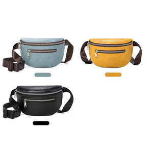 Sac banane unisexe en cuir PU, forme baril, fermeture éclair, jaune, 8,2x5,5 pouces, pour usage quotidien - Product Image 3