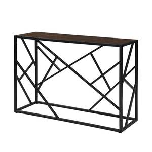 Portable Foldable Iron Console <b>Table</b> with Rock Slab Surface Stylish Narrow <b>Table</b> for Entryway and Living Room - Product Image 5