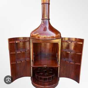 Meuble de rangement vintage pour bouteilles de vin, armoire latérale en bois avec portes à panneaux côtelés, meuble d'appoint pour salon - Product Image 2