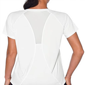 T-shirt de sport pour femmes, manches courtes, col en V, t-shirts de yoga, hauts à séchage rapide, pour la course à pied, le fitness, le Pilates - Product Image 1
