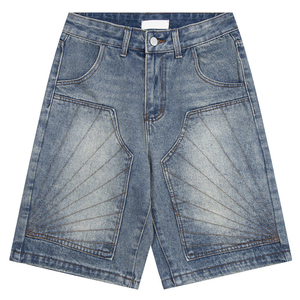 Shorts en jean baggy Y2K avec strass, coupe ample, taille élastique, décontracté, streetwear d'été pour hommes - Product Image 5