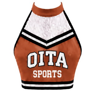 Ensemble d'uniforme de cheerleading Orange Cuivre : Jupe plissée et crop top pour performance d'équipe, compétition de danse, tenue de sport athlétique - Product Image 4