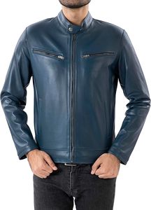 Veste en cuir pour homme disponible en différentes couleurs, veste en cuir véritable élégante pour la mode, en bleu icônique pour homme 2026 - Product Image 2