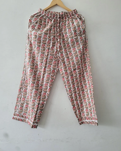 Pijamas de Algodón para Mujer, Estampado a Mano, Ecológicos, Transpirables, Cintura Elástica, Manga Larga, Cómodos para Verano - Product Image 5